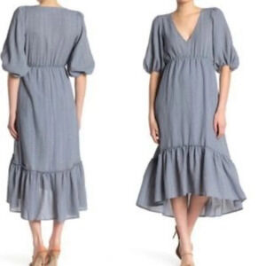 Superfoxx | Hi Low midi puckered prairie dress Women’s size L balloon sleeves